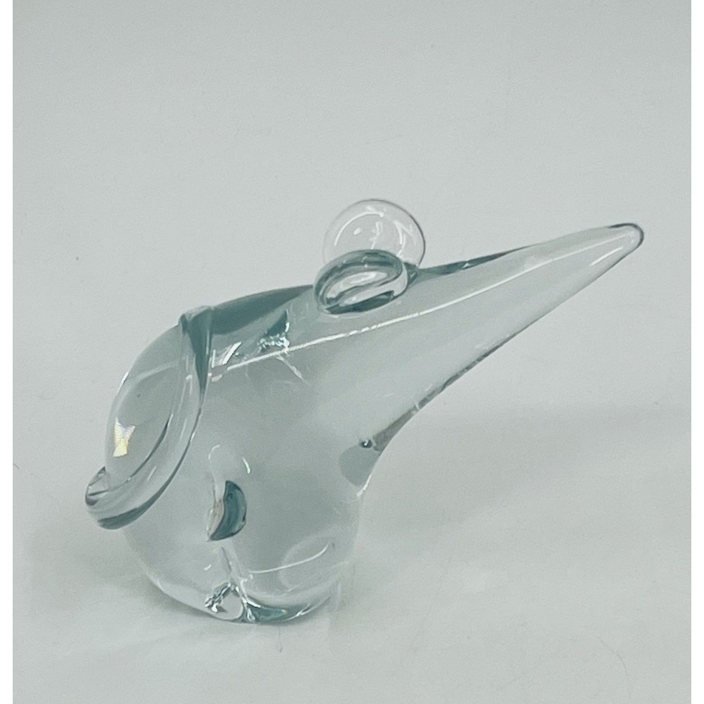 Vintage Art Glass Mouse Figurine Paperweight Clear Long Nose